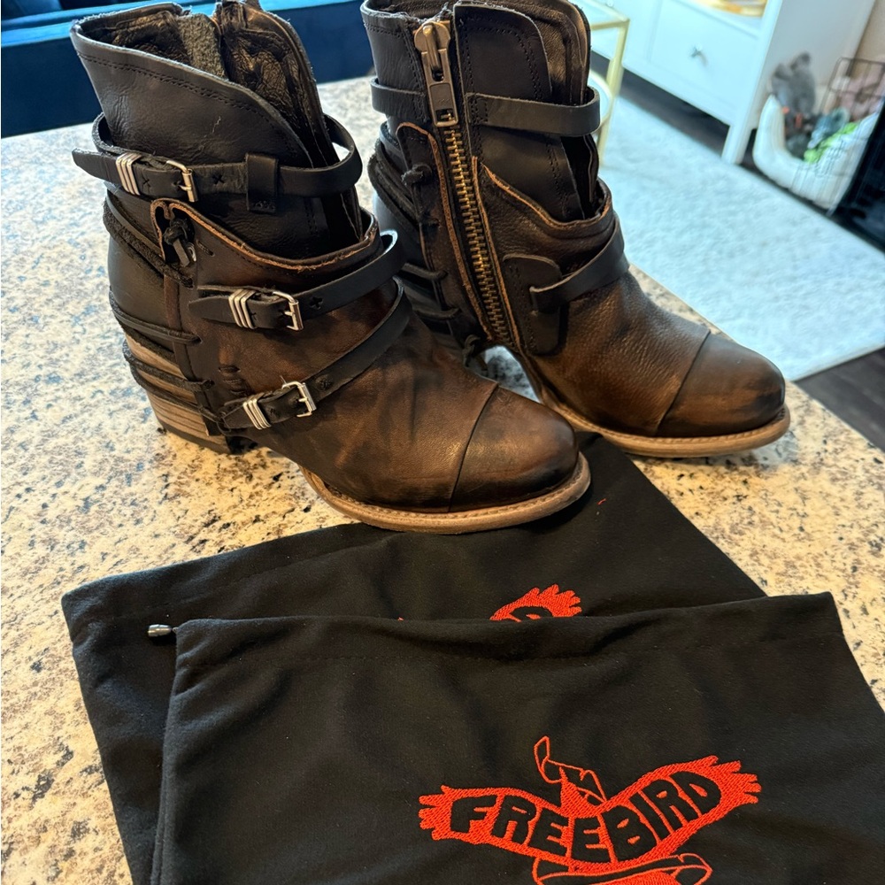 Freebird Crue Black Leather Ankle Boots